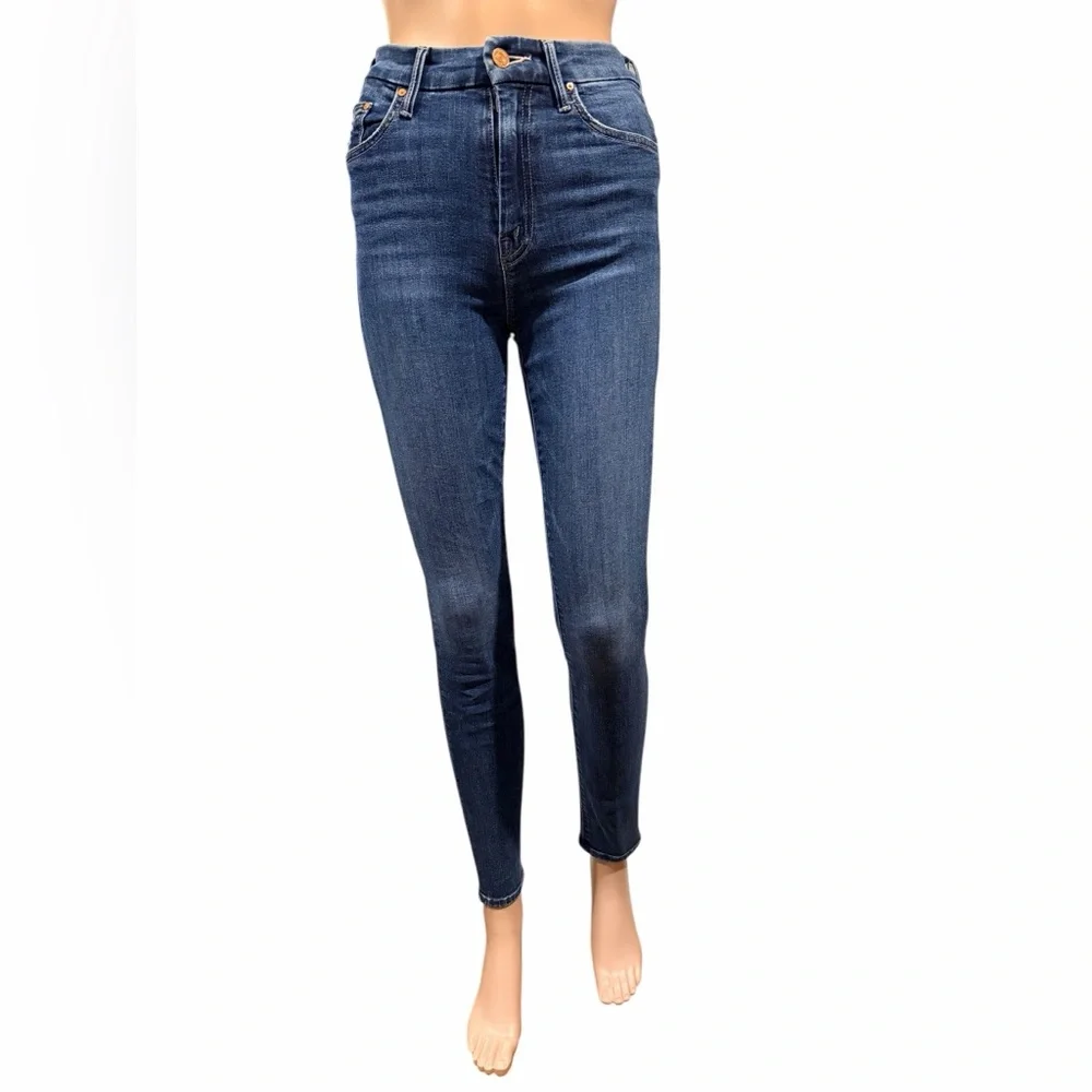 MOTHER Womens Jeans High Waisted Looker Teaming Up Skinny Dark Denim Jeans 25 - Picture 3 of 16